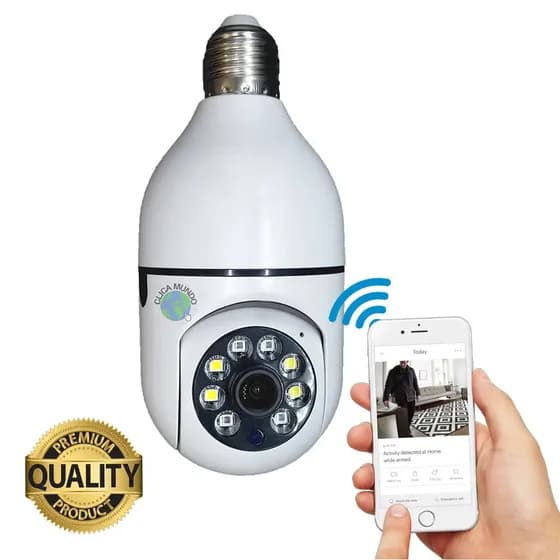 Camera Segurança Panoramica Lampada Wifi Espia C/rastreio