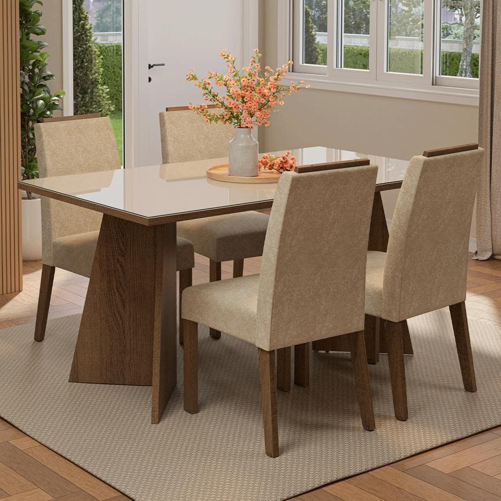 Conjunto Sala de Jantar Tampo de Vidro 4 Cadeiras Braga Madesa Review 2026 — Vale a Pena?