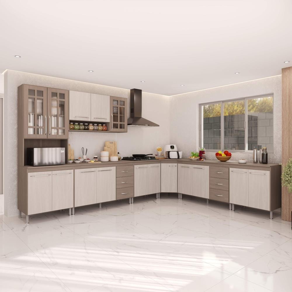 Cozinha Modulada Completa Fidelitá Paris 7 Peças 600cm 16 Portas 6 Gavetas Com Tampo Nogal/Salinas Review 2026 — Vale a Pena?