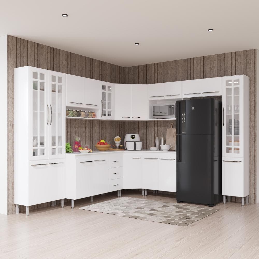 Cozinha Modulada Completa Fidelitá Viena 9 Peças 515cm 20 Portas 3 Gavetas Com Tampo Branco Review 2024 — Vale a Pena?