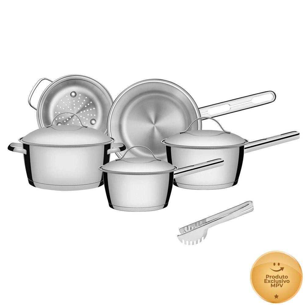 Jogo de Panelas Tramontina Aço Inox Allegra 5 Peças Fundo Triplo + Pegador de massa Review 2024 — Vale a Pena?