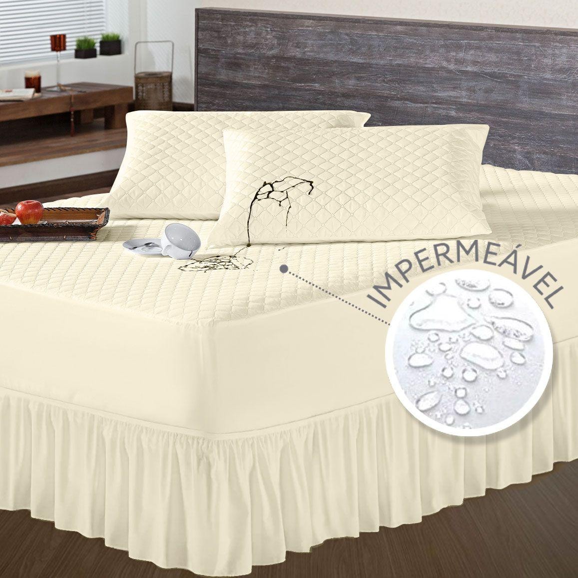Kit Protetor de Colchão Casal Queen e 2 Porta Travesseiro Impermeável + Saia Box Palha Review 2026 — Vale a Pena?