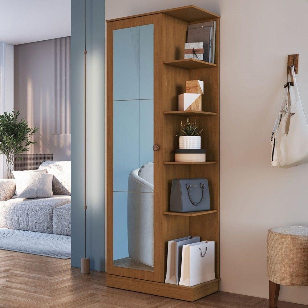 Sapateira Camille 1 Porta 8 Prateleiras com Espelho Branco/Freijó - Indékes Review 2026 — Vale a Pena?