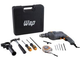 Furadeira e Parafusadeira de Impacto Wap 700W com Maleta 12 Peças WF 700K10